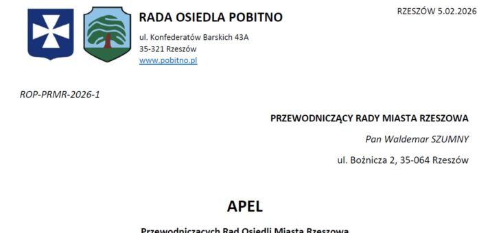 APEL Przewodniczących Rad Osiedli Miasta Rzeszowa o budżet dla osiedli