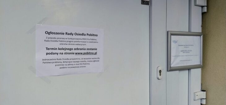 1.07.2026 – odwołane zebranie RADY OSIEDLA POBITNO